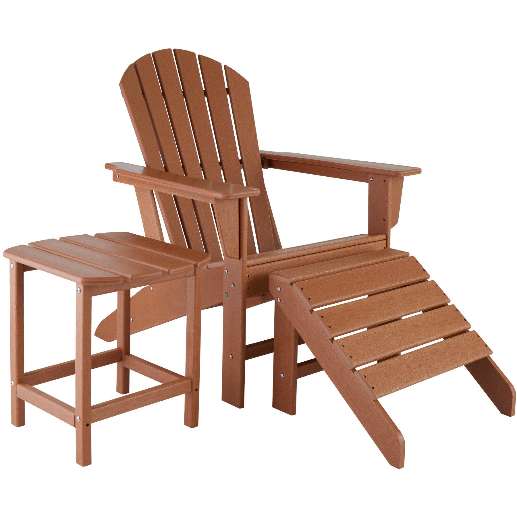 tectake Gartenlounge-Set »Gartenstuhl mit Fußablage und Tisch wetterfest«,  (3-tlg., Set aus Stühlen und Esstisch)
