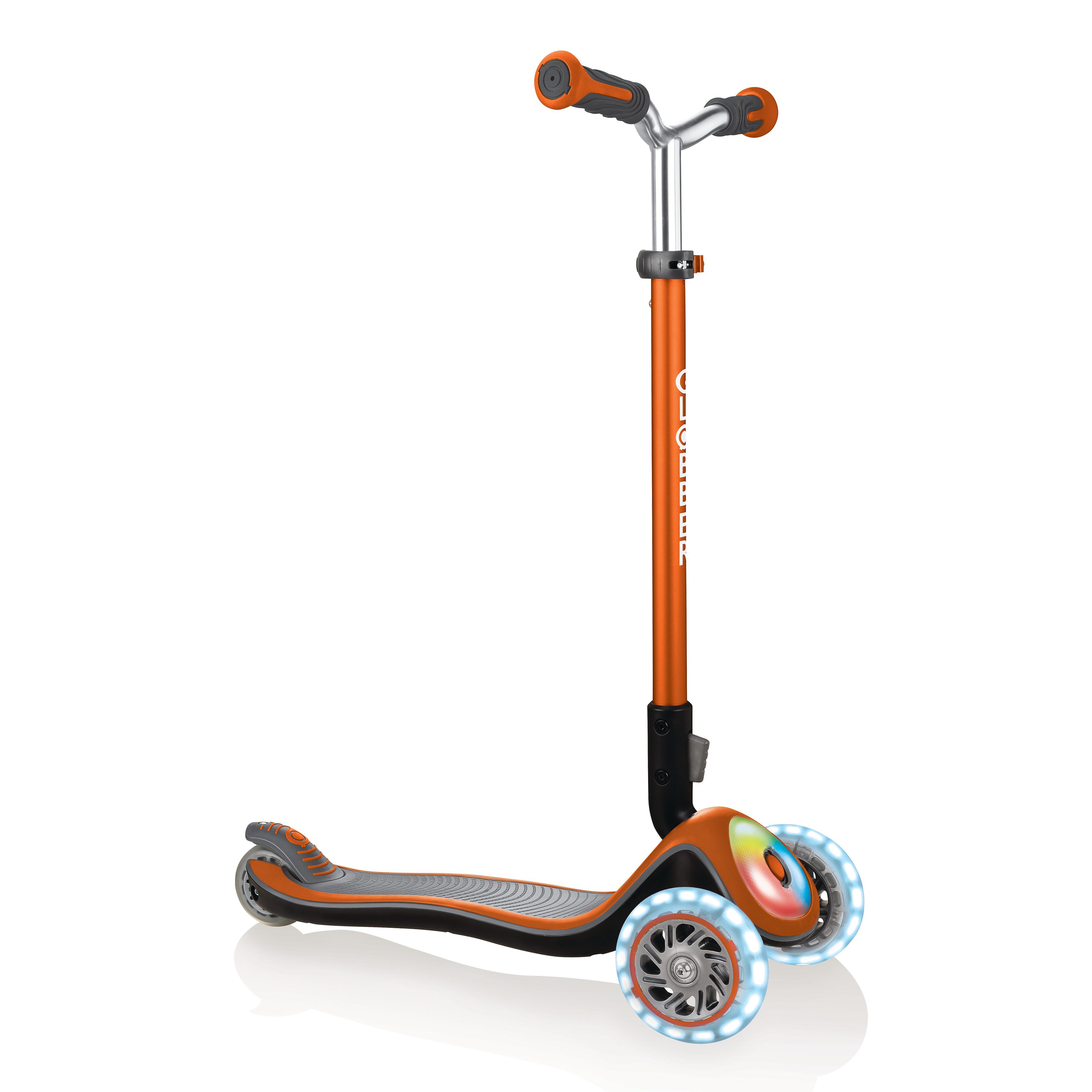 Globber Трехколесный скутер Elite Prime – Tretroller 125/80 mm, ABEC 5, LED-Rollen, Leuchtdeck