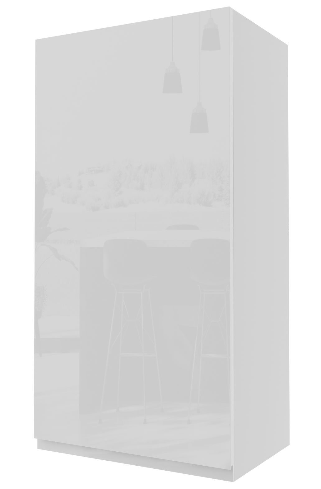 Feldmann-Wohnen und wählbar Klapphängeschrank Hochglanz 5014 1-türig Front-, Ausführung Florence 50cm grifflos RAL Korpusfarbe taubenblau (Florence)