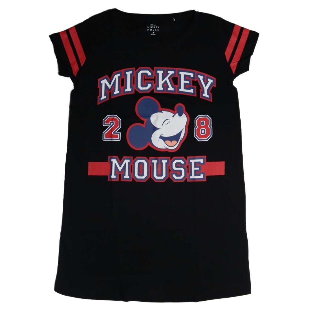 Disney Pyjamaoberteil Disney Mickey Maus Damen kurzarm Schlafshirt Nachthemd Gr. XS bis XL Schwarz