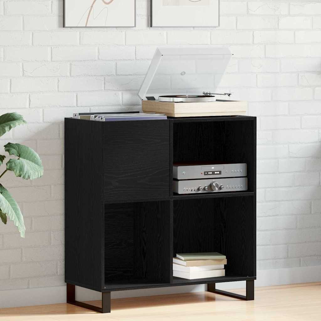 vidaXL Media-Regal, Schallplattenschrank Schwarz Eichen-Optik 85 x 38 x 89 cm