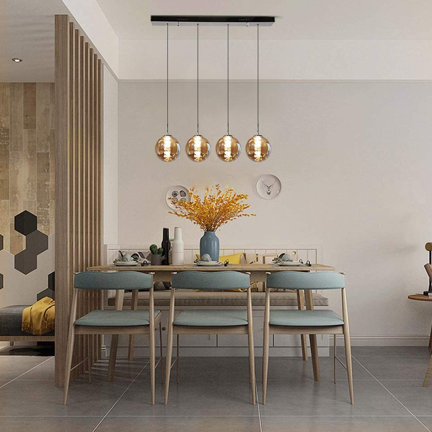 ZMH Pendelleuchte LED Höhenverstellbar Kronleuchter Glas Wohnzimmerlampe, L günstig online kaufen