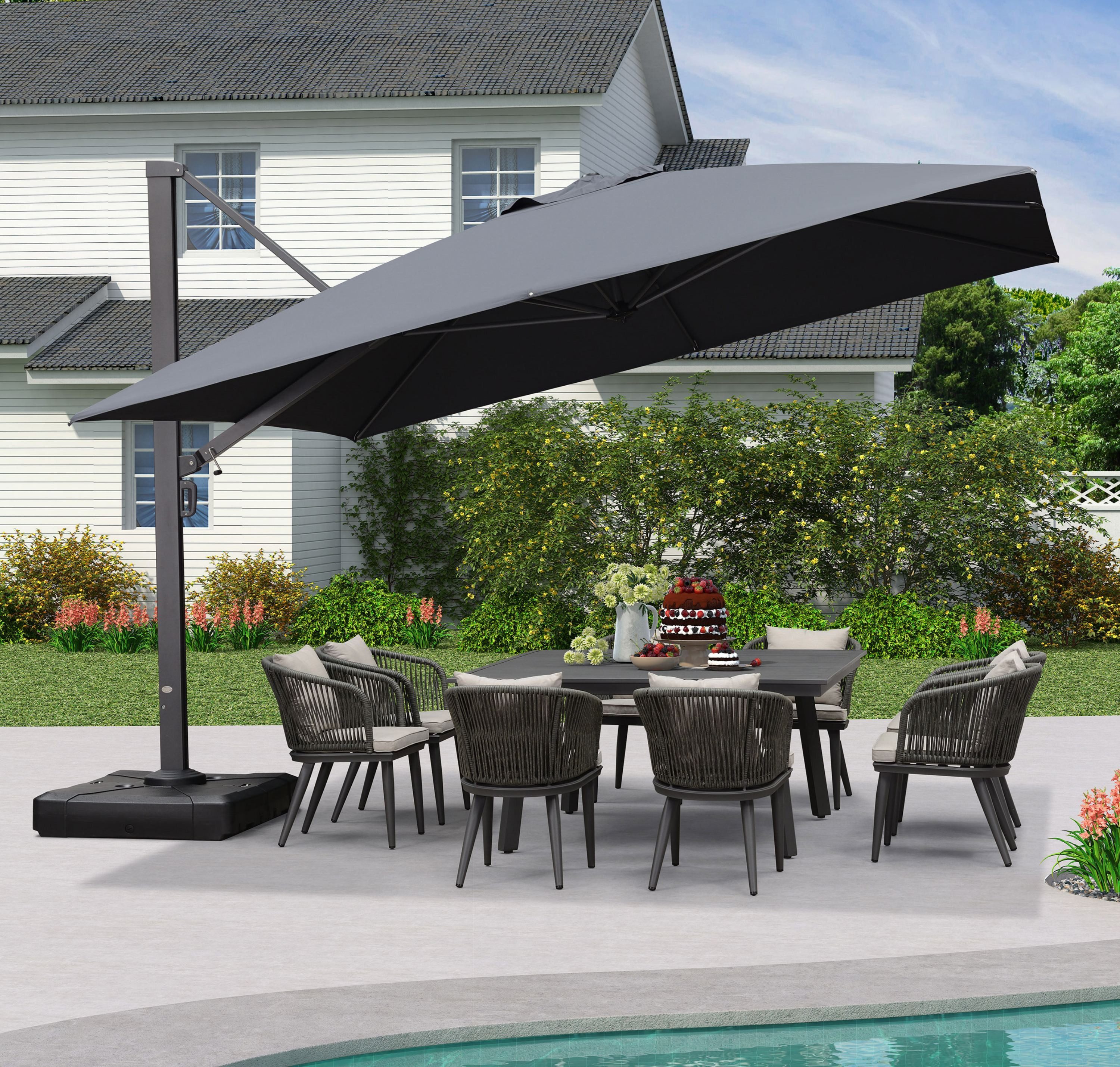 PURPLE LEAF Sonnenschirm Quadratisch Außenbereich Alu Terrassenschirm, großer Ampelschirm, LxB: 300,00x300,00 cm, 360° drehbar, höhenverstellbar, UV-beständig, für Garten, Terrasse, Pool