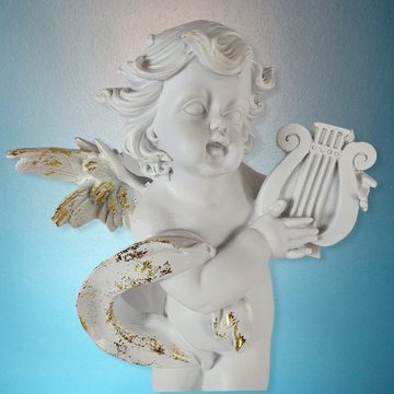 Aspinaworld Engelfigur Engel auf einer Säule mit Harfe 38 cm