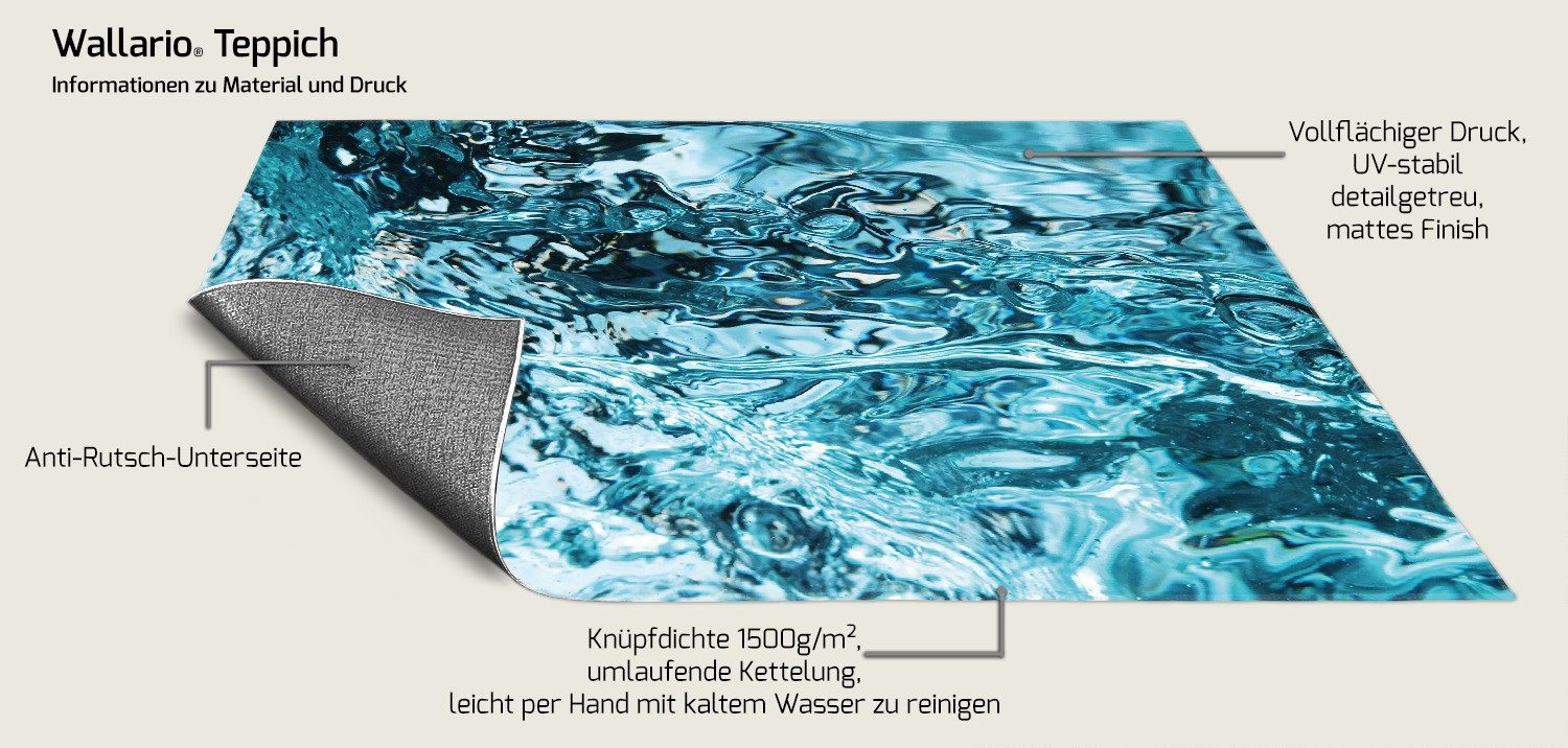 Wallario Teppich Frisches blaues Wasser in Aufruhr, rechteckig, rutschfest
