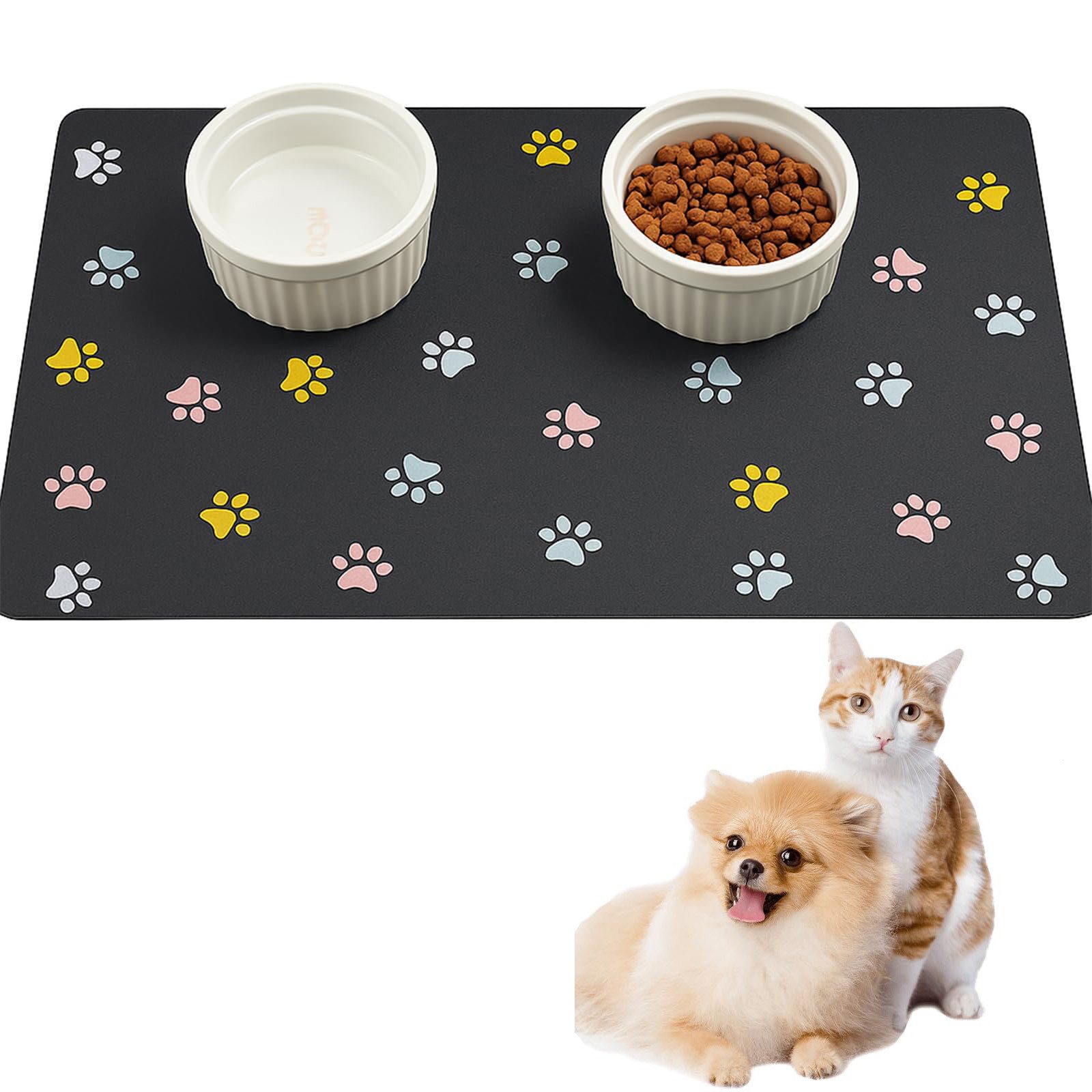 Mrilary Napfunterlage Futtermatte für Hunde & Katzen – Diatomit Napfunterlage, rutschfest, 1-St., saugfähig & schnell trocknend für Haustiere von Mrilary
