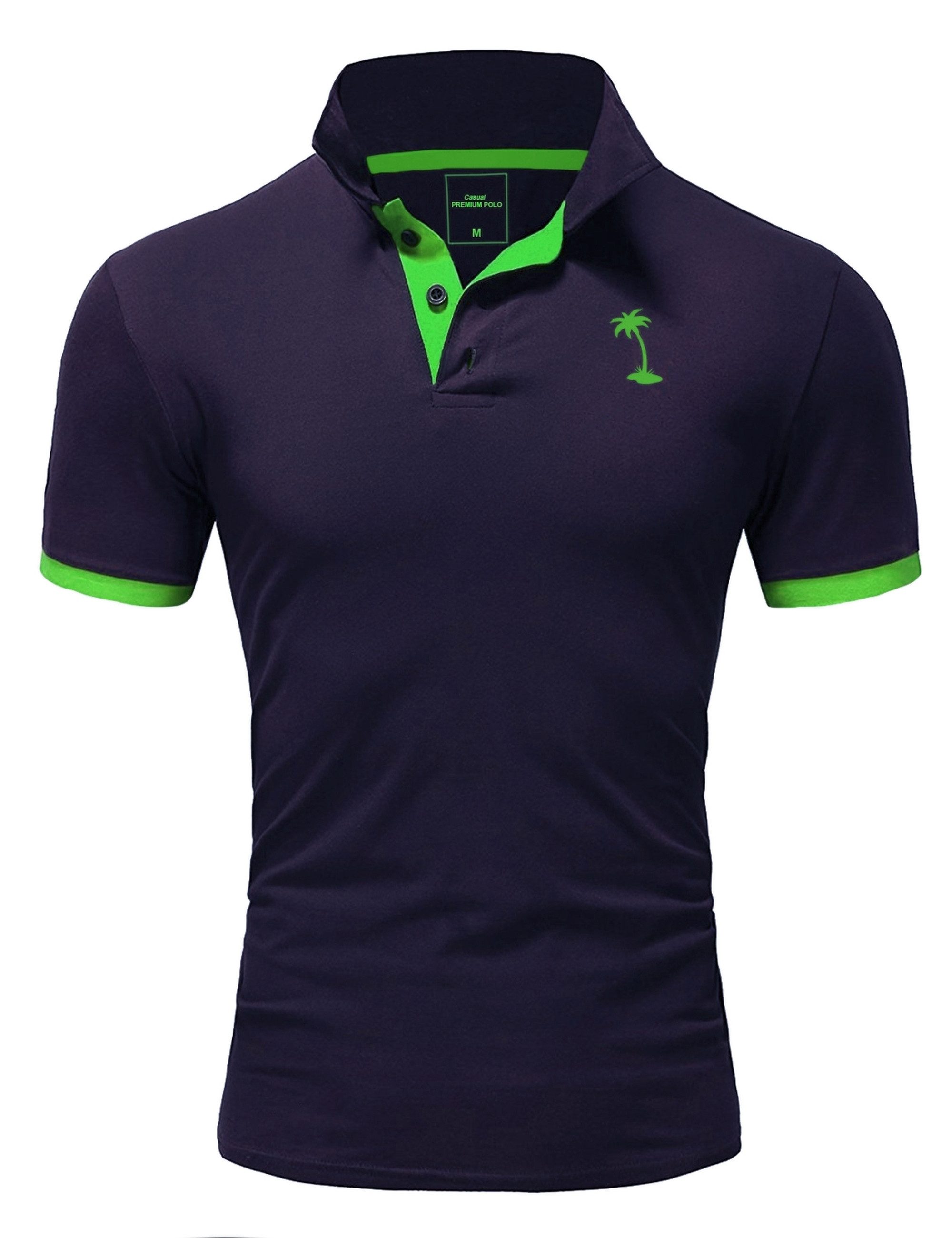 behype Poloshirt EDIN mit kontrastfarbenem Palmen-Logopatch