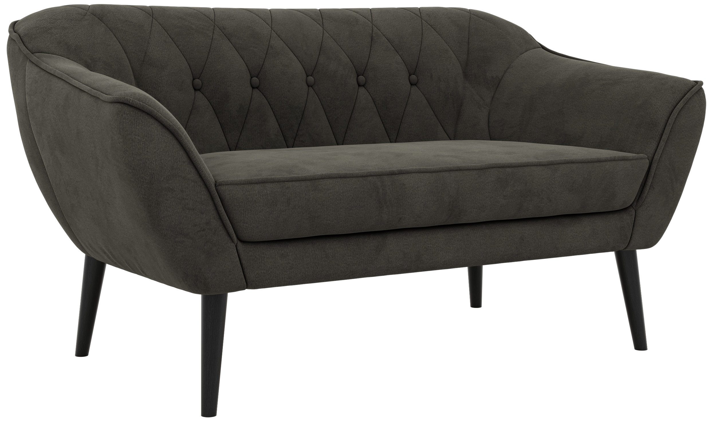 MKS MÖBEL Sofa PIRS, 2-Sitzer, Design mit Steppung, Wellenfederung, Scandi-Design, Füße wählbar