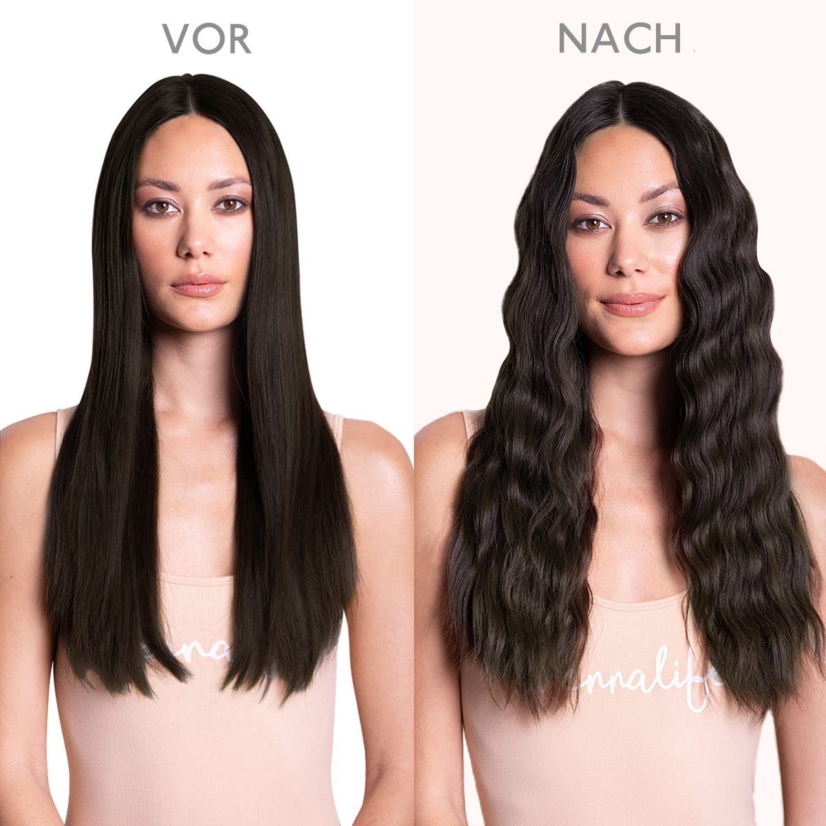 130g Clip-in-Haarverlängerungen Nahtlose dunkelbraune,gerader Wennalife 7Stück, Echthaar-Extension