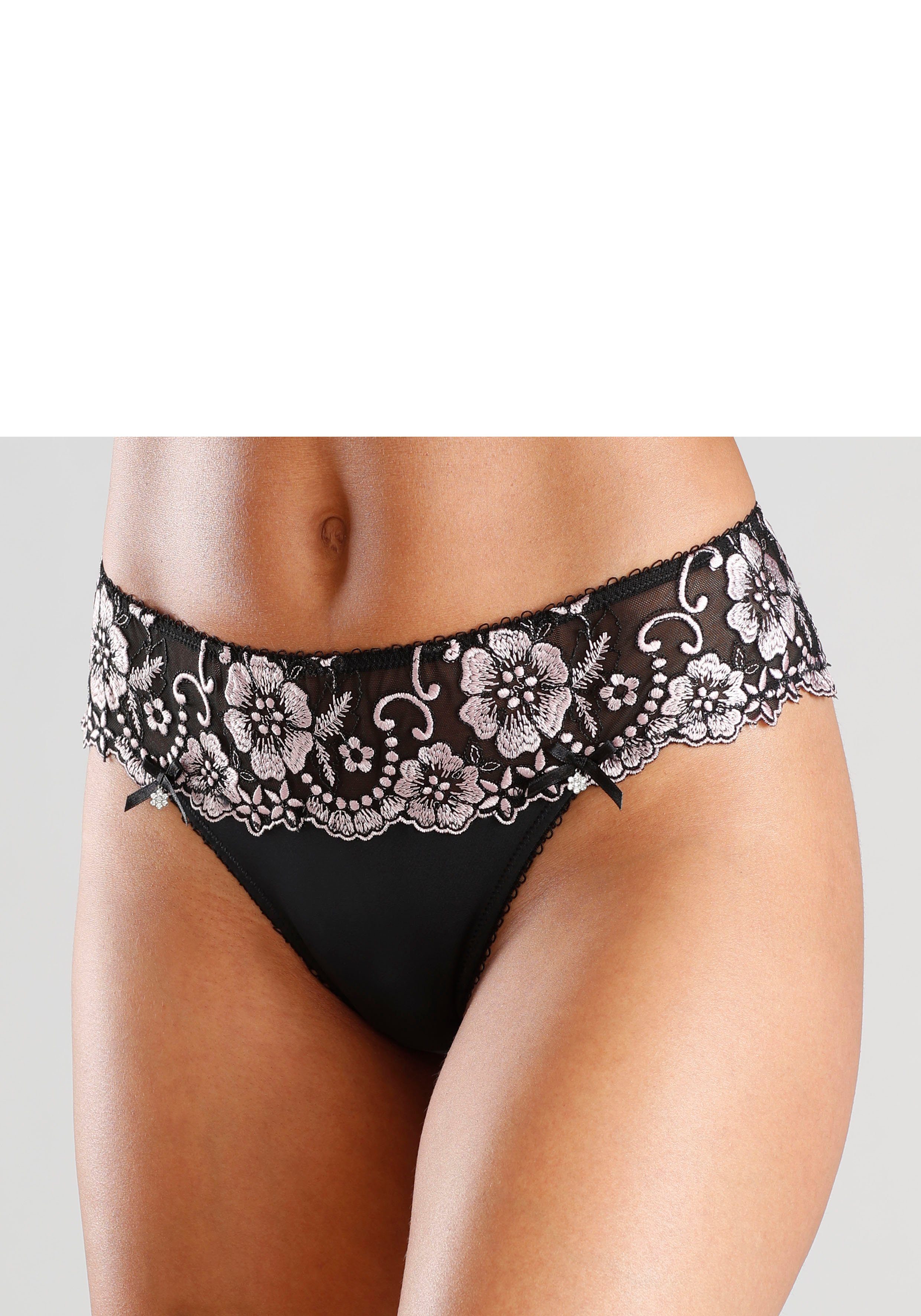 LASCANA String Wanda Dessous mit Stickerei Spitze in blumiger Optik