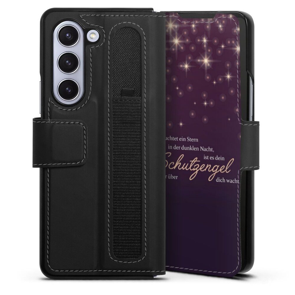 DeinDesign Handyhülle Schutzengel Sprüche Spruch Schutzengel, Samsung Galaxy Z Fold 5 Hülle Handy Flip Case Wallet Cover