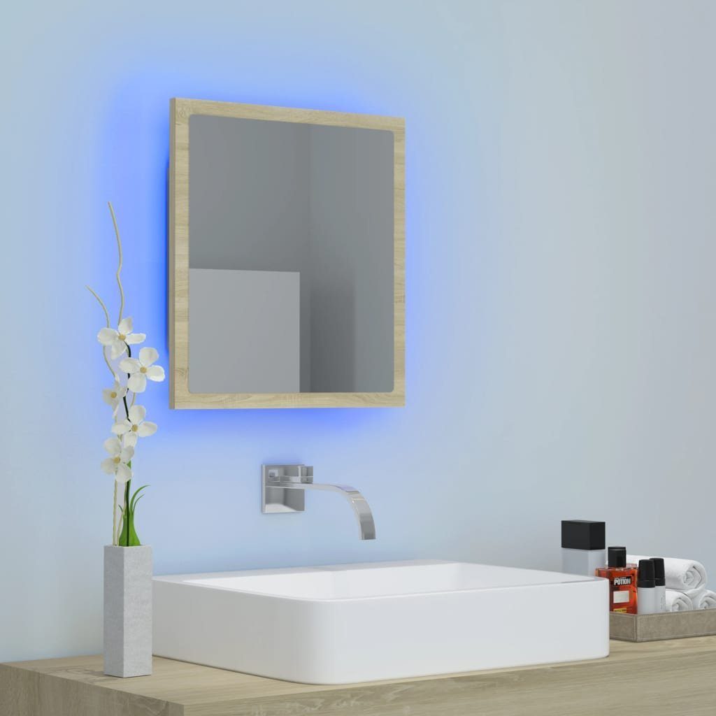 Eiche LED-Badspiegel vidaXL cm Acryl Sonoma Badezimmerspiegelschrank Sonoma-Eiche 40x8,5x37 (1-St)