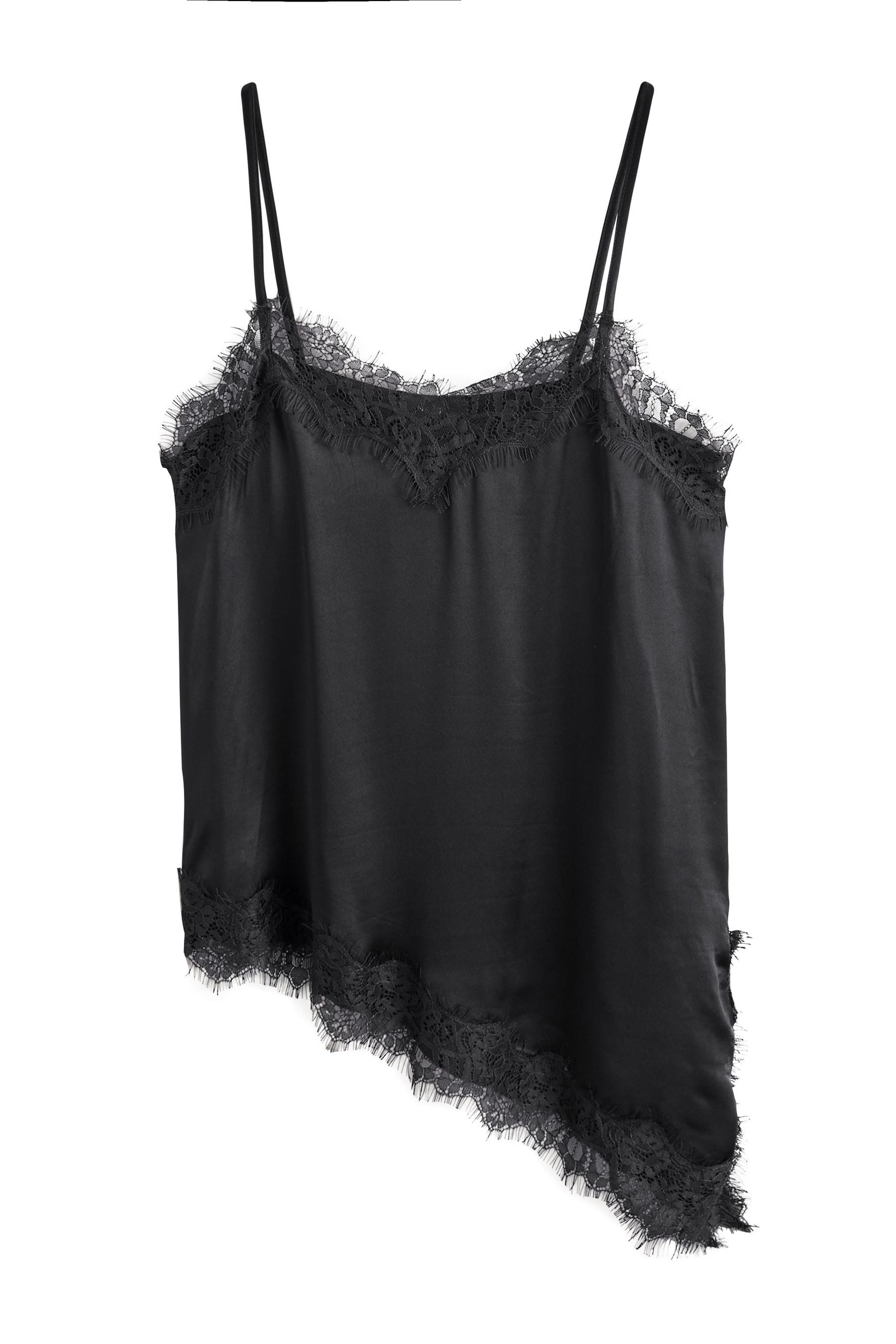 Next Trägertop Asymmetrisches Trägertop aus Satin mit Spitze (1-tlg)