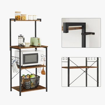 VASAGLE Küchenregal »Standregal«, Bücherregal mit 4 Ablagen, mit 6 S-förmigen Haken und Kippschutz
