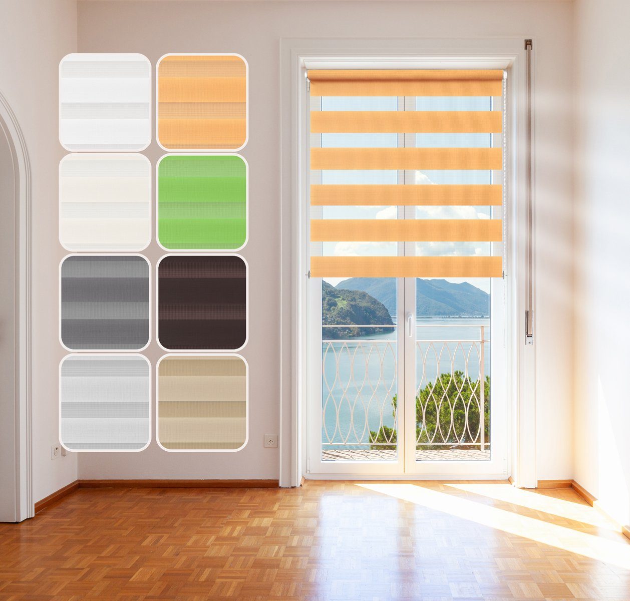 Doppelrollo "NOA", Duo-Rollo, DomDeco, Klemm- oder Schraubmontage, Klemmbar, Kettenzug, ohne Bohren, Sicht- und Blendschutz