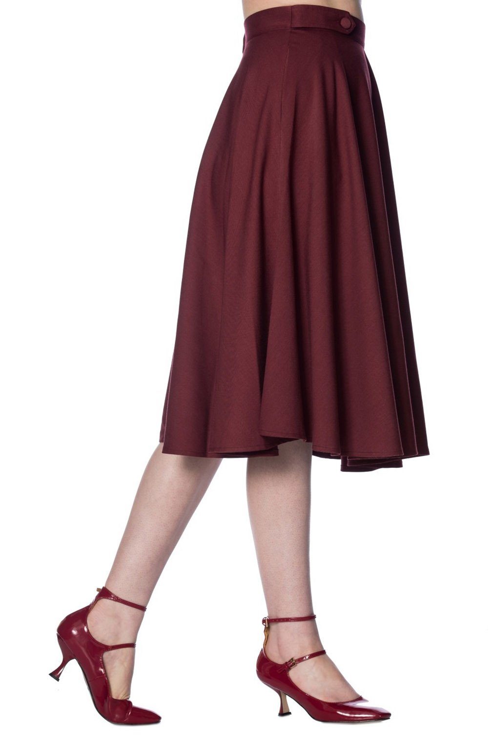 Banned A-Linien-Rock Di Di Plain Burgunder Retro Vintage Swing Skirt günstig online kaufen