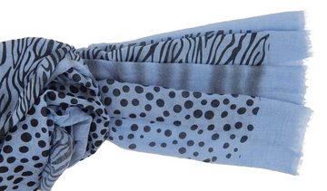 Ella Jonte Modeschal, schöner weicher Schal blau schwarz mit animal print Viskose