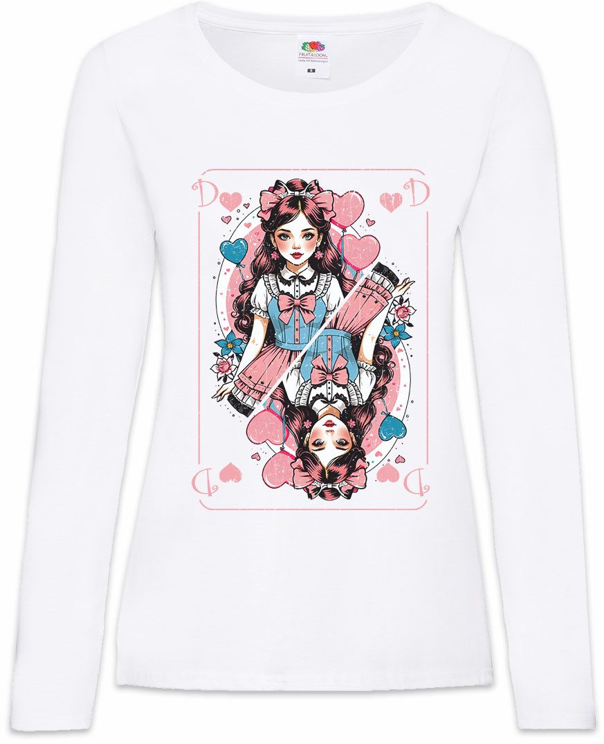 Langarmshirt Anime Queen Of Hearts Card Damen Langarmshirt Poker Karte Spielkarte