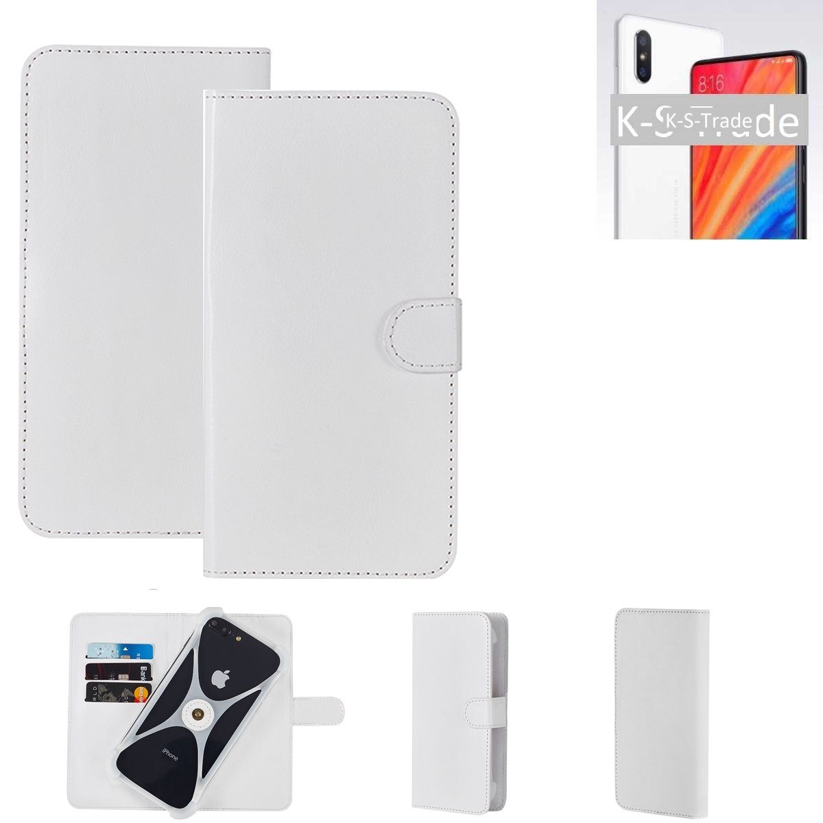 K-S-Trade Handyhülle für Motorola One Vision, Handy Hülle Schutz Hülle Cover Case Bookstyle Bumper weiß 1x