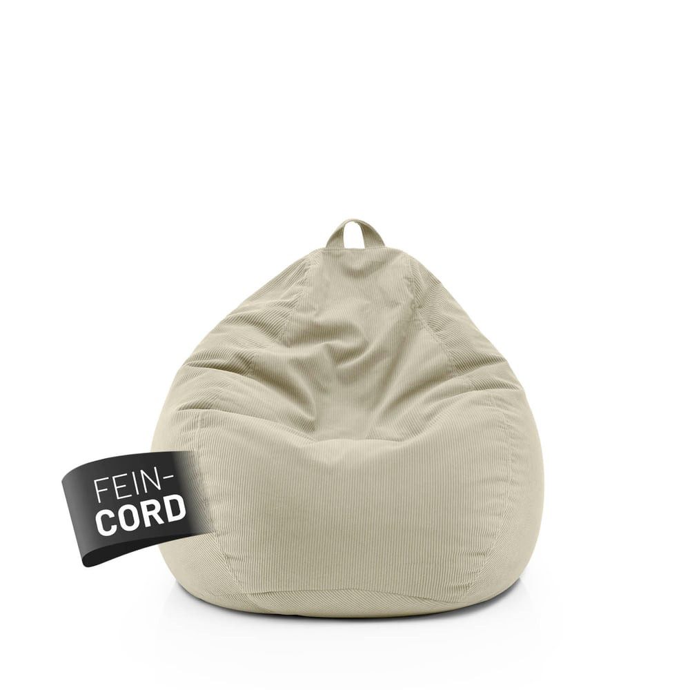 Lumaland Sitzsack Comfort Line Sitzsack Fein Cord M, 120 L - bequemer Indoor Sofa Sessel, ideal zum Pouf - EPS Perlen Bean Bag mit Füllung - Indoor Sitzsessel
