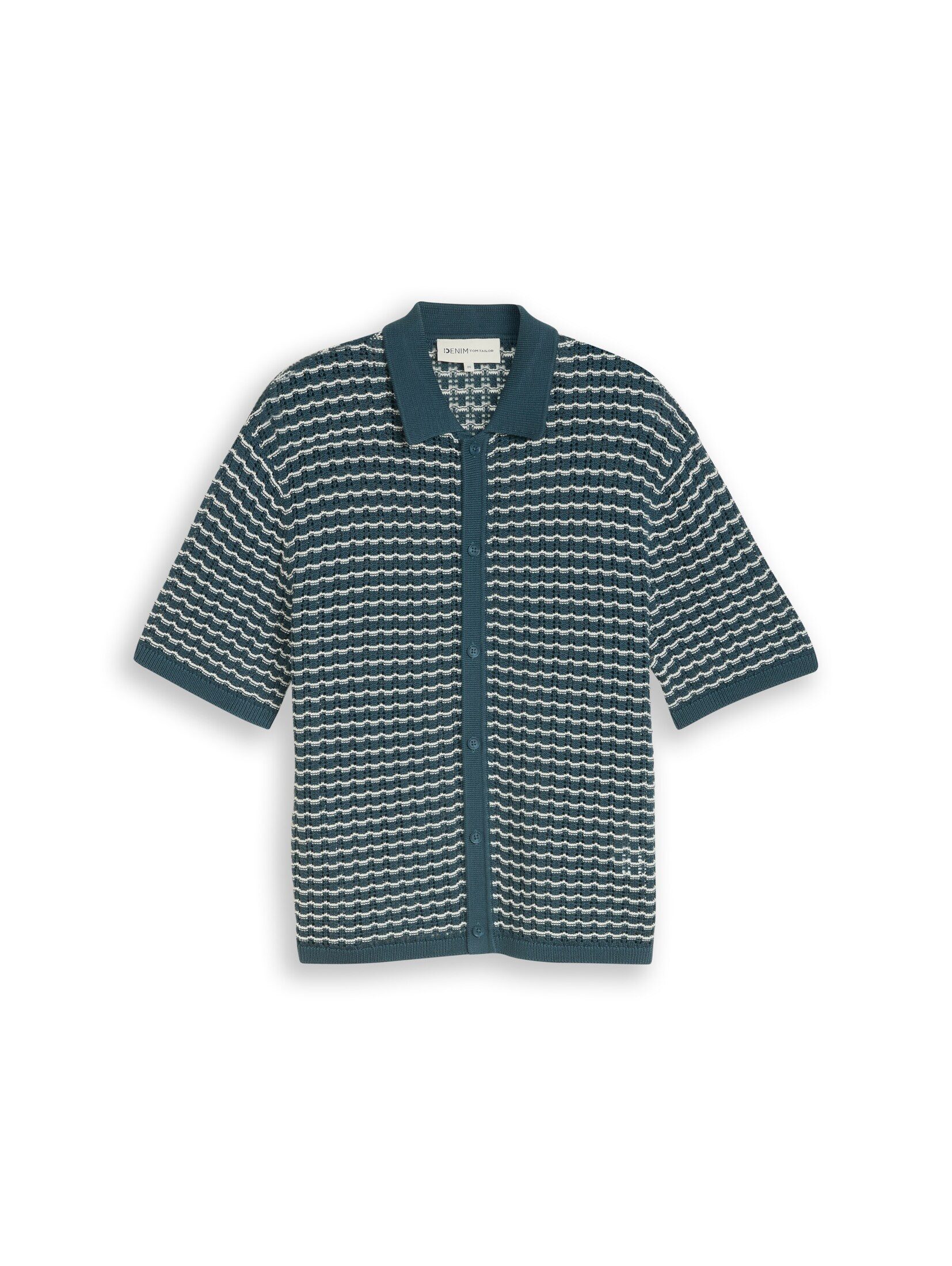 TOM TAILOR Denim Kurzarmhemd Pullover & Strickjacken Strick-Poloshirt mit Lochmuster