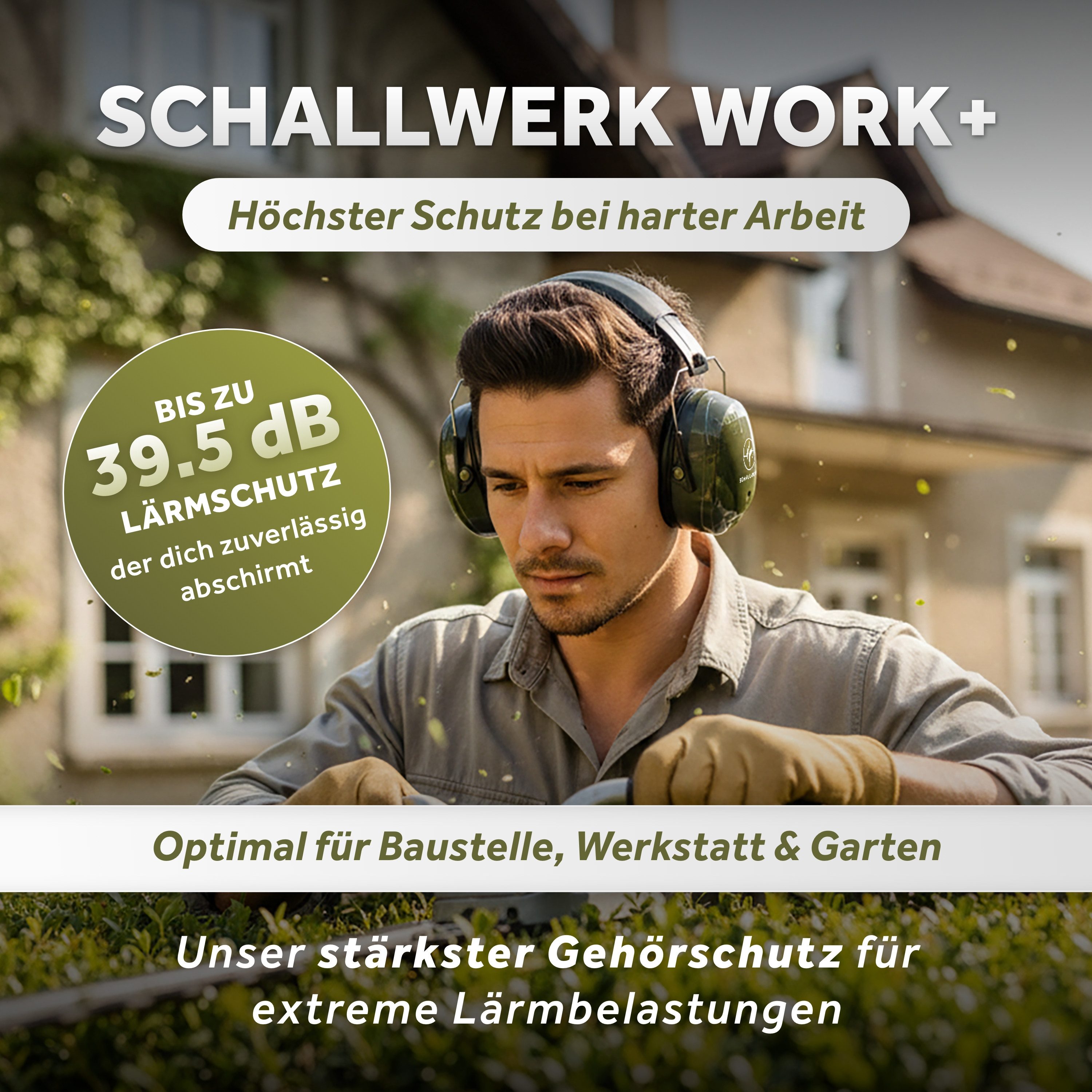 Schallwerk Kapselgehörschutz Arbeitsgehörschutz Work+ größenverstellbar bequemer Sitz, Baustelle, Gartenarbeit, Heimwerken