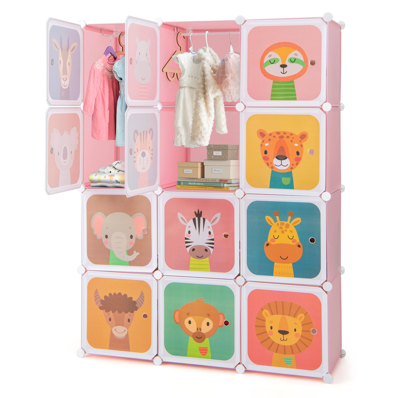 COSTWAY Kinderkleiderschrank mit 2 Kleiderstängen und günstig online kaufen