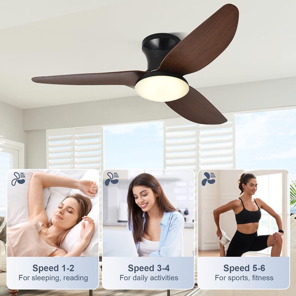 LMaxhome Deckenleuchten LED Leise Deckenventilator 60W,6-stufiger,Fernbedie günstig online kaufen