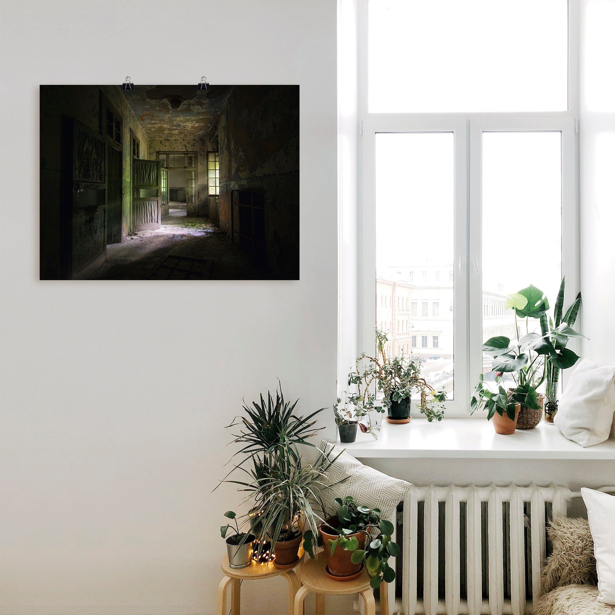 Artland Wandbild »Lost Place Düsterer Flur Türen Gang«, Fenster & Türen (1 Stück), in vielen Größen & Produktarten - Alubild / Outdoorbild für den Außenbereich, Leinwandbild, Poster, Wandaufkleber / Wandtattoo auch für Badezimmer geeignet-kaufen
