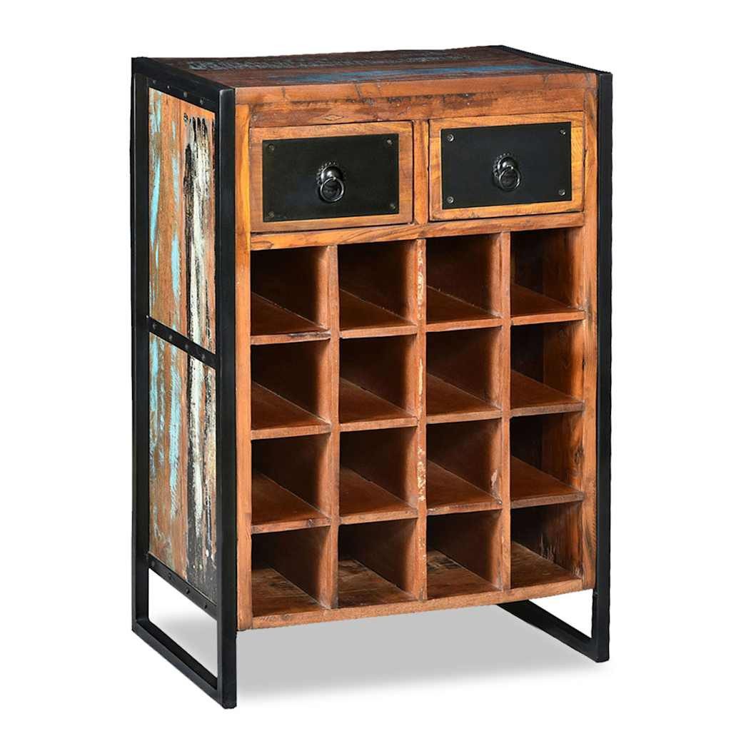 furnicato Weinregal Industrie-Stil 54x35x80 cm aus Massivholz & pulverbeschichte, 1-tlg.