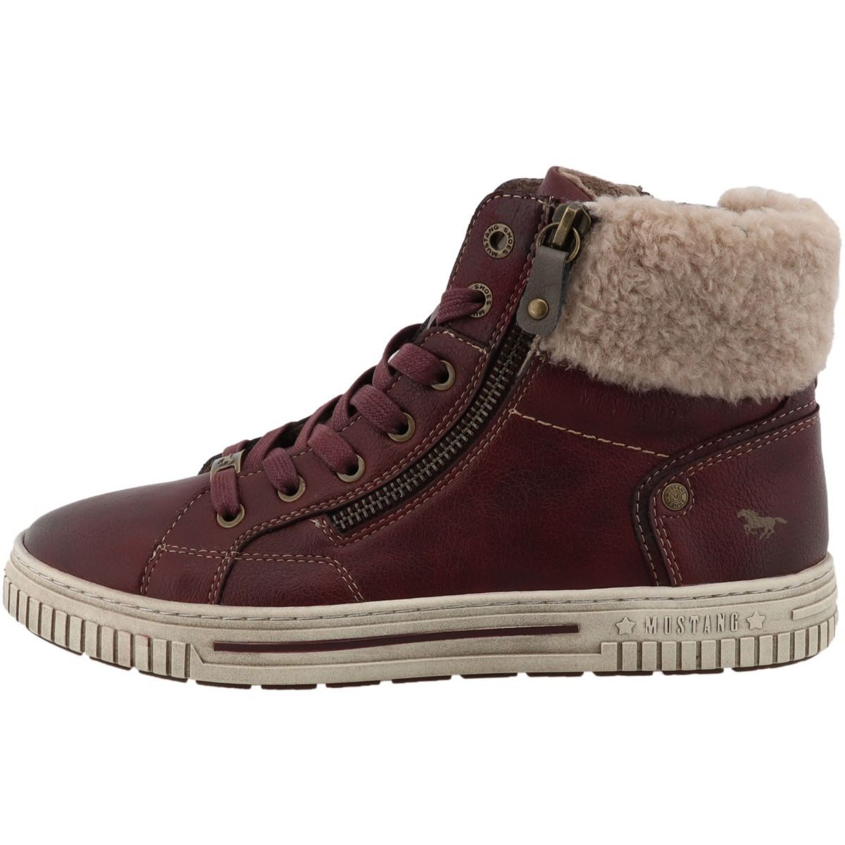 Mustang Shoes 15M0102002-bordo Stiefelette Modischer High Top Sneaker aus Kunstleder und Fleecefutter