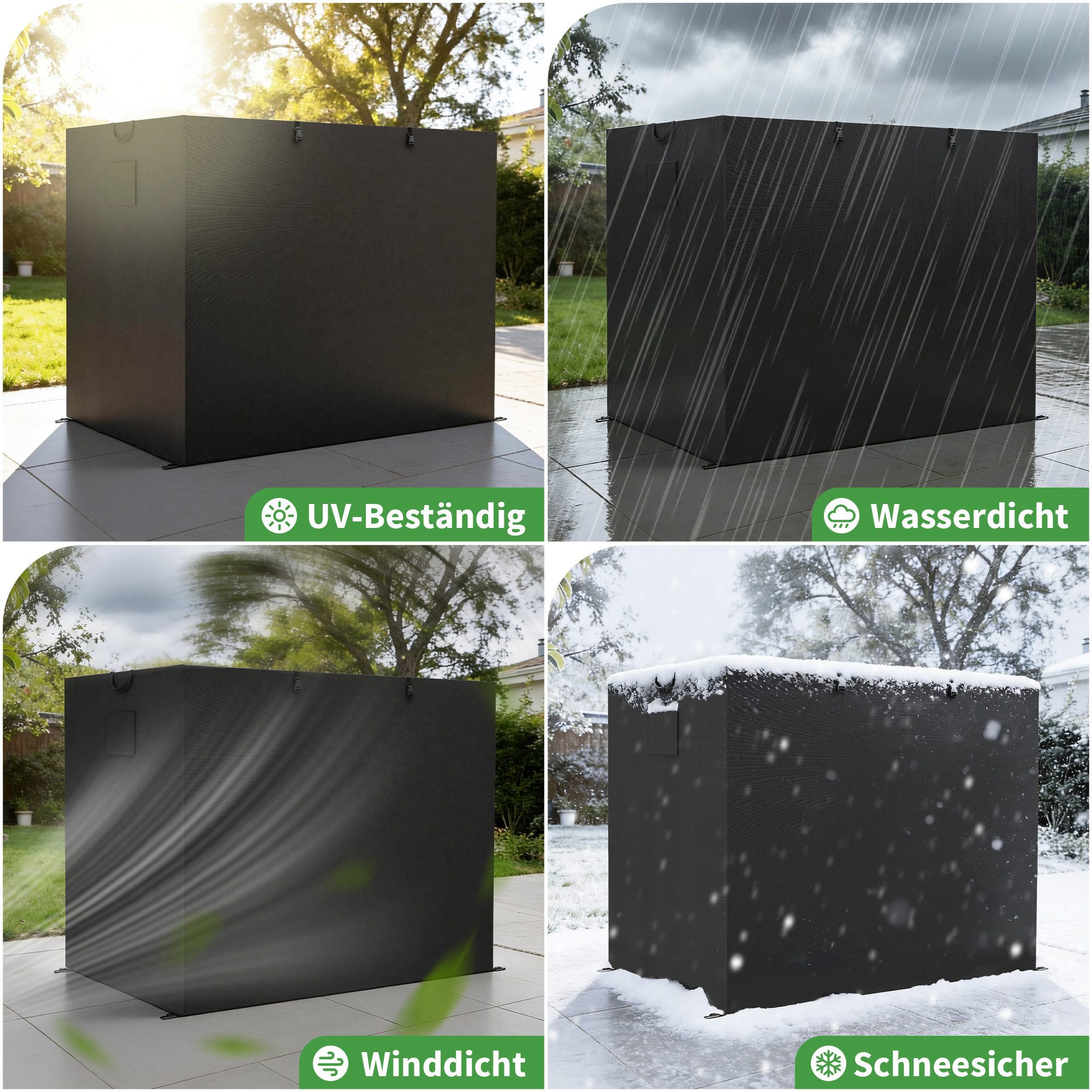 MCombo Sonnenschirm-Schutzhülle M MCombo Hollywoodschaukel Abdeckung 4001/4002 (Oxford, Schwarz), Abdeckplane Wasserdicht & UV-Beständig – Bild 4 von 5