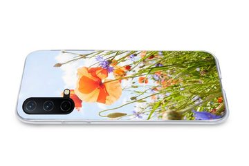 MuchoWow Handyhülle Blumen - Mohn - Frühling - Natur - Rot - Blau, Phone Case, Handyhülle OnePlus Nord CE 5G, Silikon, Schutzhülle
