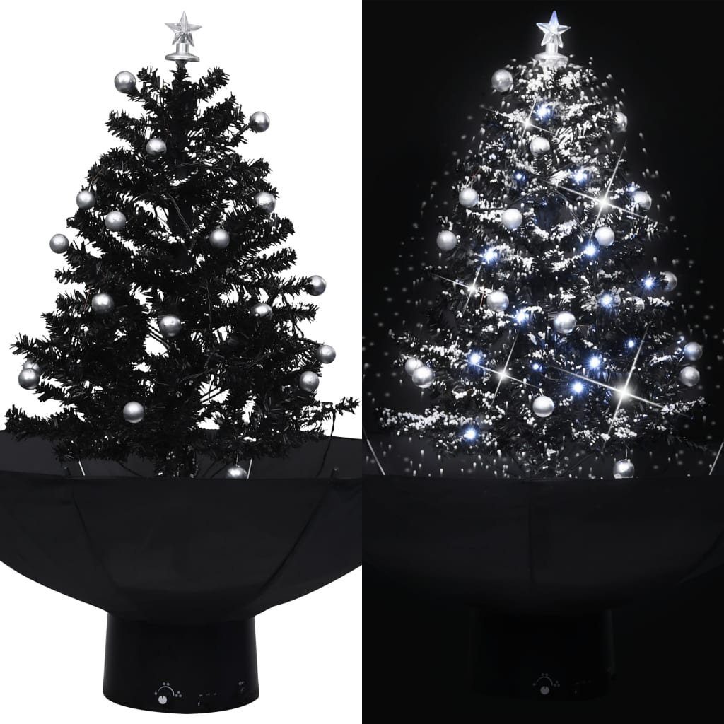 PVC Künstlicher Schneiender Weihnachtsbaum Weihnachtsbaum Schwarz 75 mit Schirmfuß vidaXL cm