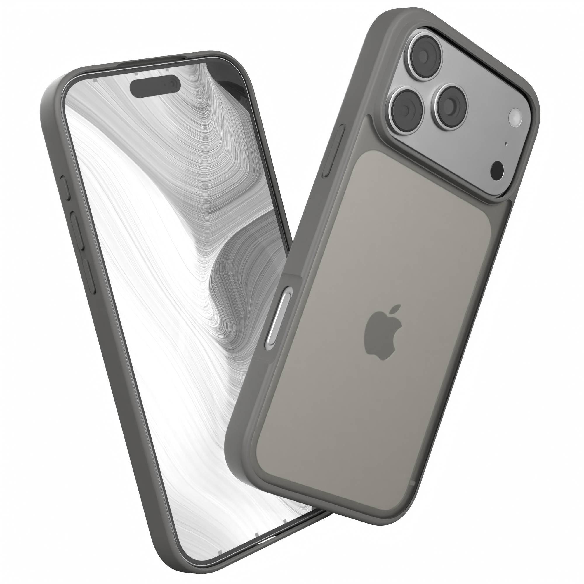 EAZY CASE Handyhülle Outdoor Case für Apple iPhone 17 Pro Max 6,9 Zoll, Hybrid Case mit Aufprallschutz Transparent kratzfest Back Cover Grau