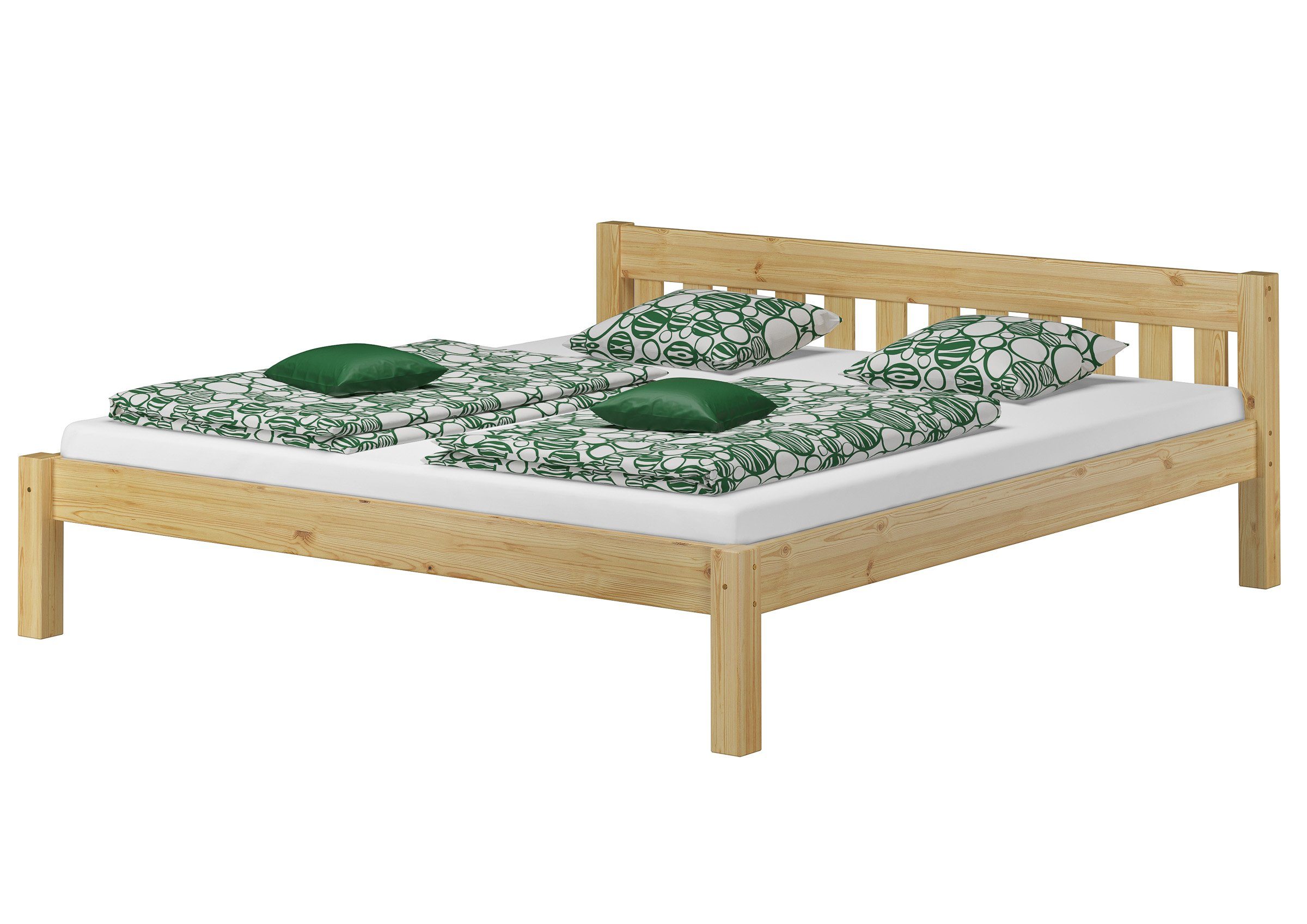 Kieferfarblos Landhausstil Doppelbett Matratze, mit ERST-HOLZ lackiert und Bett Rost 180x200