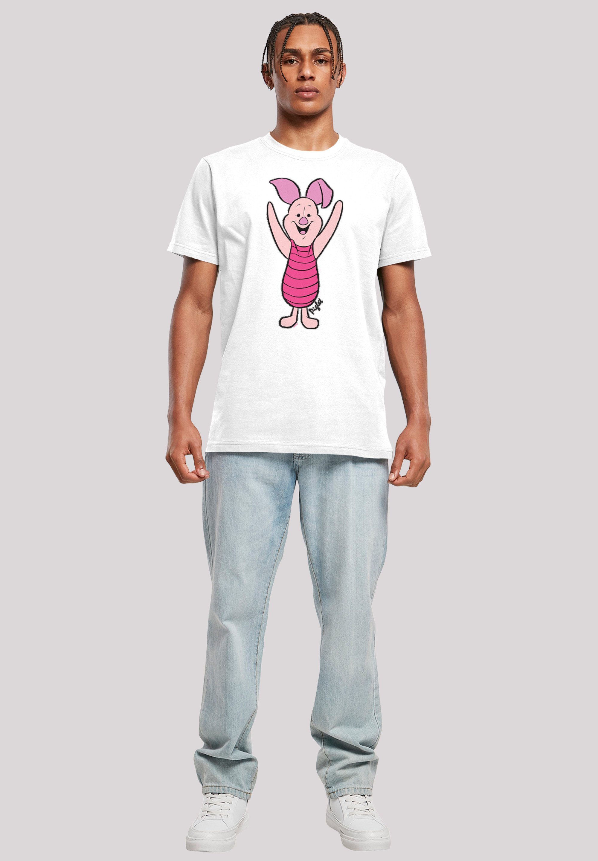 F4NT4STIC T-Shirt Herren,Premium Winnie Pooh Merch,Regular-Fit,Basic,Bedruckt The Ferkel Classic Disney weiß