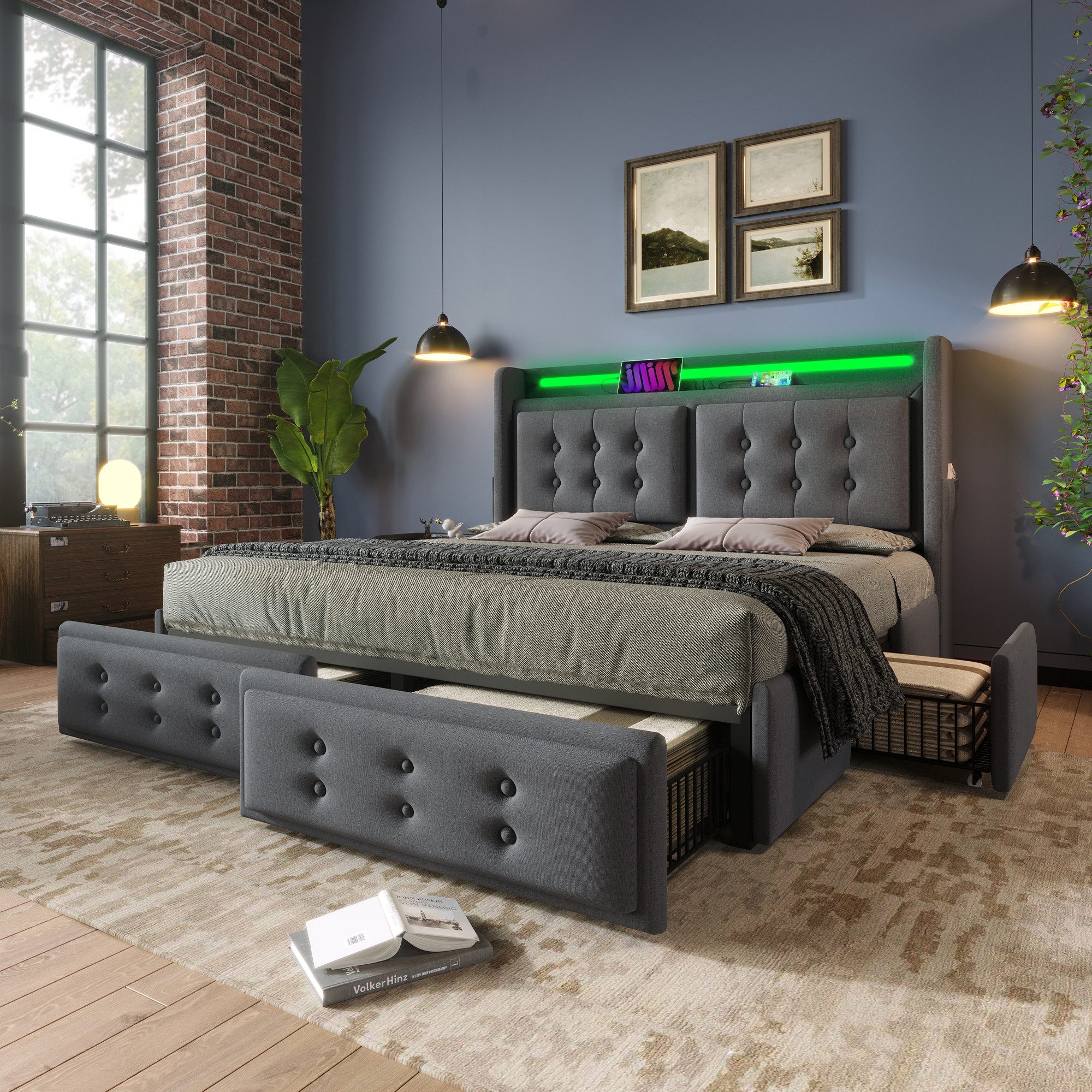 HAUSS SPOLE Polsterbett 160x200cm mit Led, günstig online kaufen