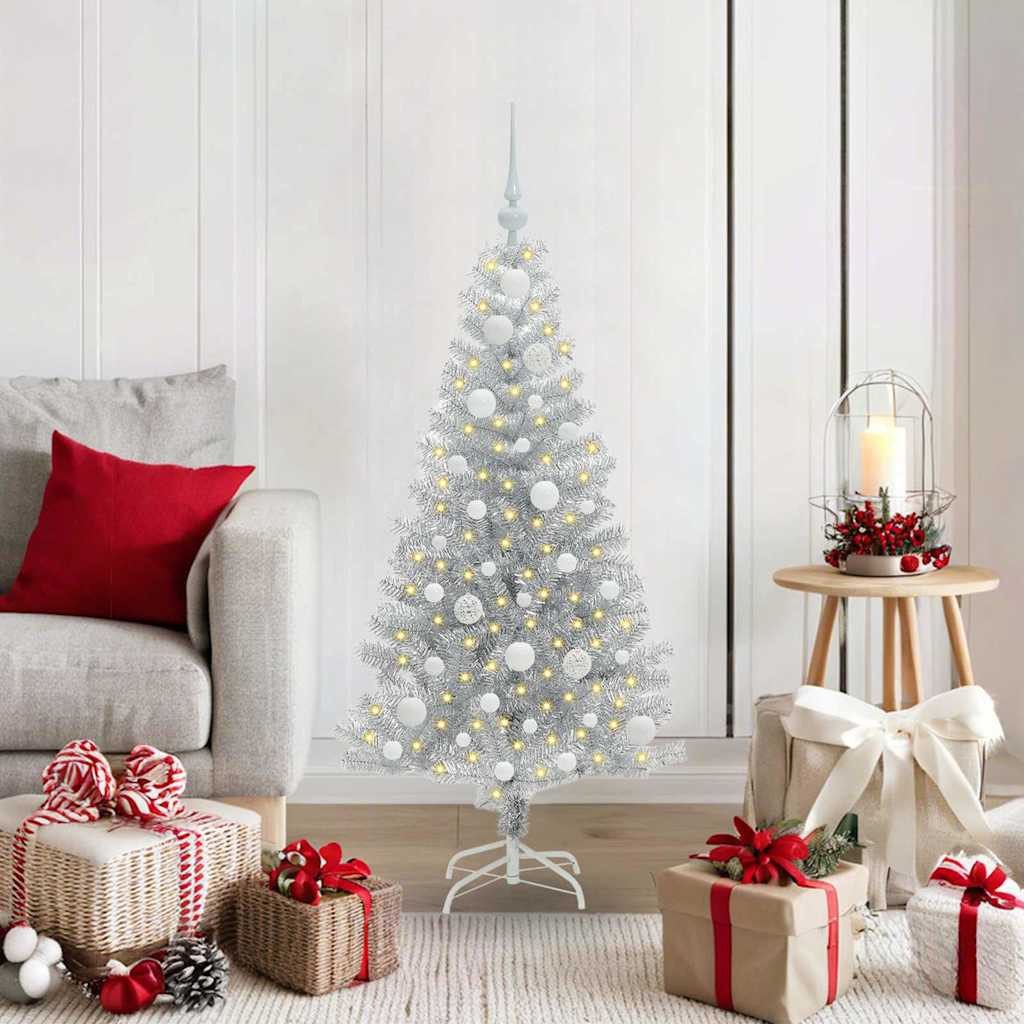 vidaXL Künstlicher Weihnachtsbaum Weihnachtsbaum Silber 120 cm PET