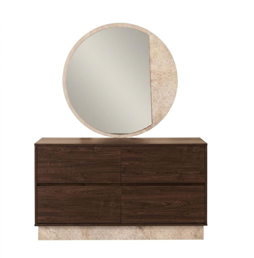 JVmoebel Schminktisch Brauner Frisiertisch Holz mit Spiegel Kommode Schlafzimmermöbel, Made in Europa