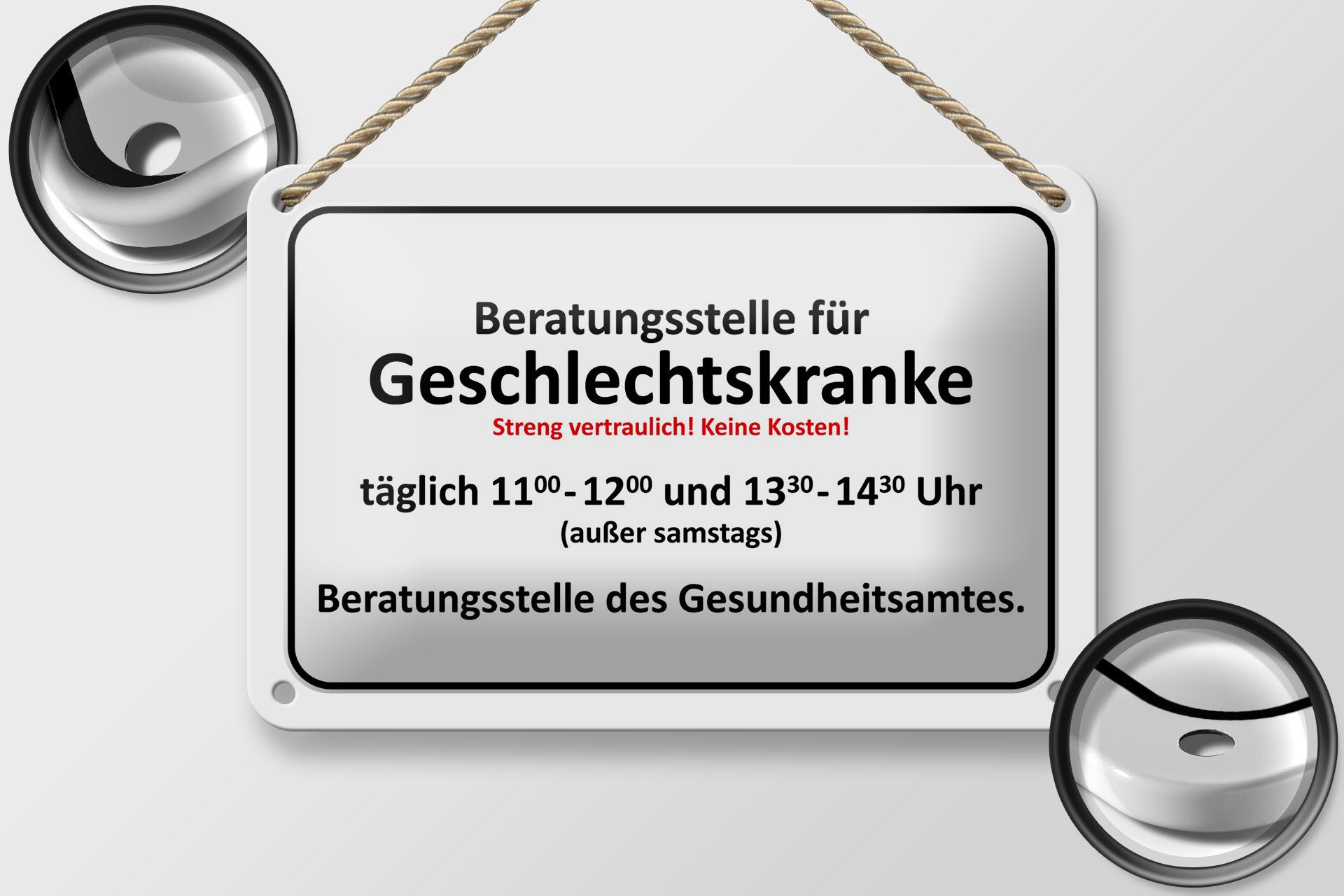 Femer GmbH Metallschild Hinweis 18x12cm Beratungsstelle Geschlechtskranke Schild, (1 St), gewölbte Oberfläche, abgerundete Ecken, umgeschlagene Kanten