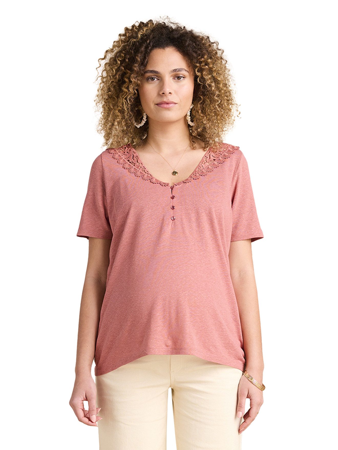 Umstandsshirt Wendbares Umstandsshirt mit Makramee-Spitze