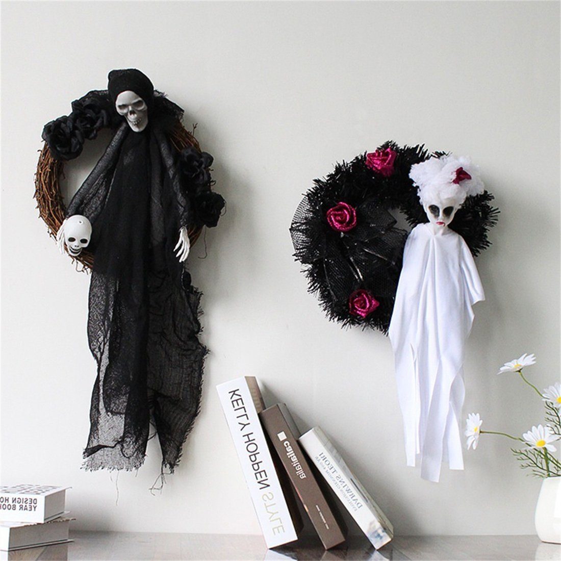 Geist Party Halloween Dress weißer Schwarzer Girlandenanhänger, Kunstgirlande DÖRÖY und Up,