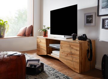 Wohnling Lowboard WL6.577 (Holz Eiche-Dekor 160x50x40 cm mit zwei Türen), TV-Kommode Hoch, TV-Schrank Modern, Fernsehtisch