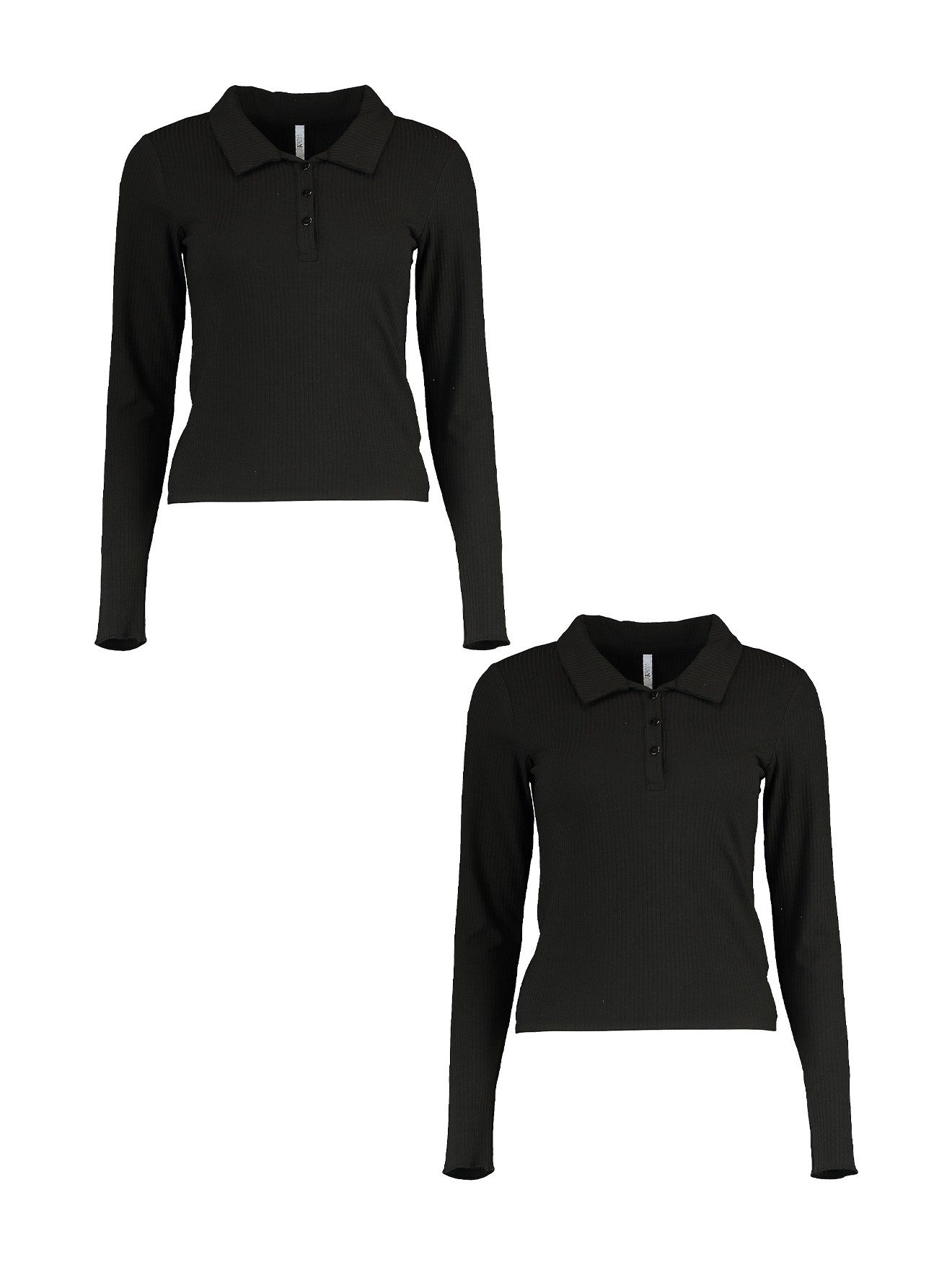 Blusenshirt 2er-Set lässiges Langarm Poloshirt