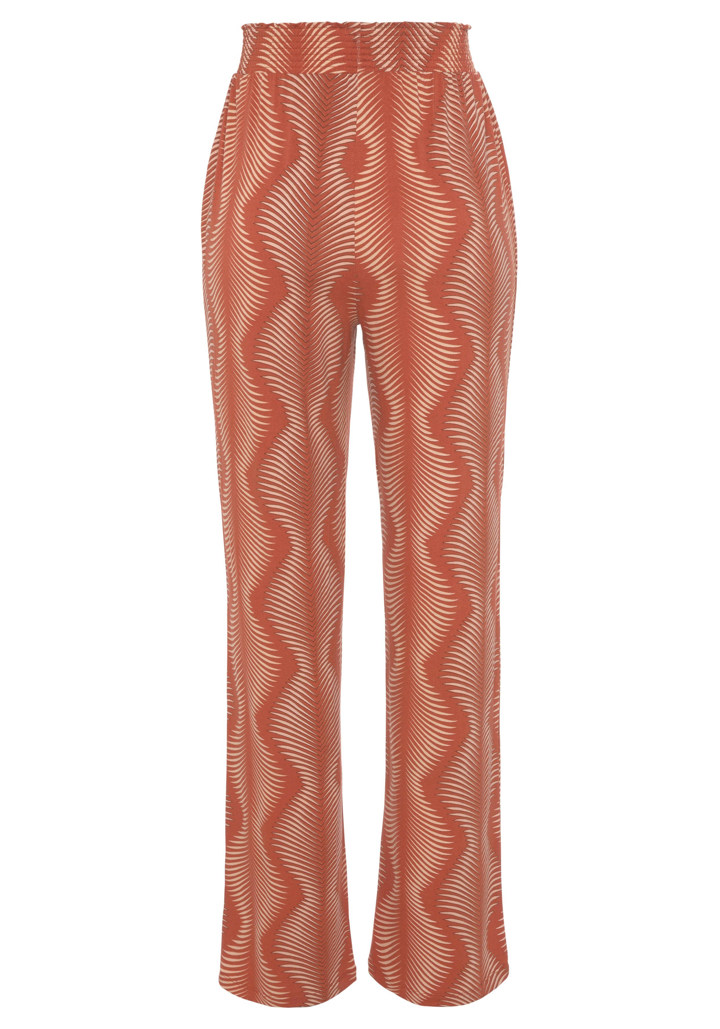 graphischen bedruckt Pyjamahose LASCANA Terracotta mit Allover-Druck