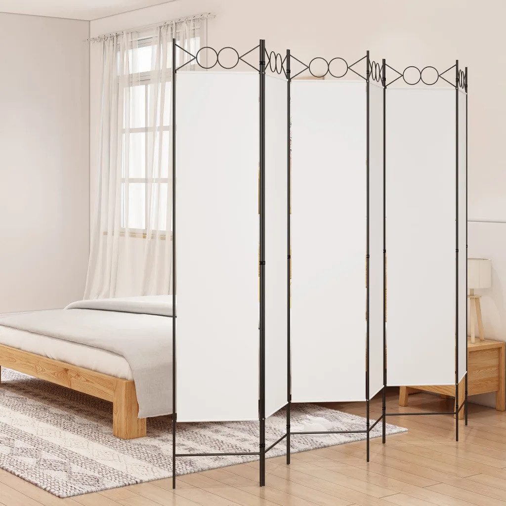 vidaXL Raumteiler 6-tlg. Paravent Weiß 240x200 cm Stoff