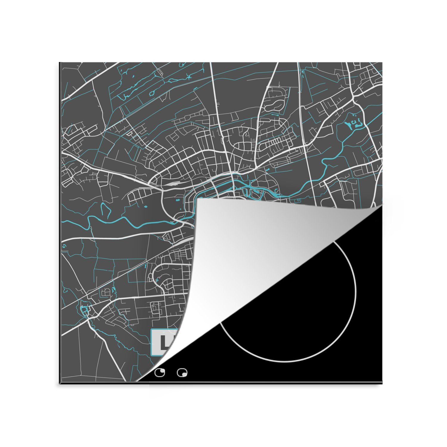 MuchoWow Herdblende-/Abdeckplatte Deutschland Blau - Arbeitsplatte Karte, - Lippstadt cm, tlg), 78x78 - Ceranfeldabdeckung, - Vinyl, Stadtplan für küche (1