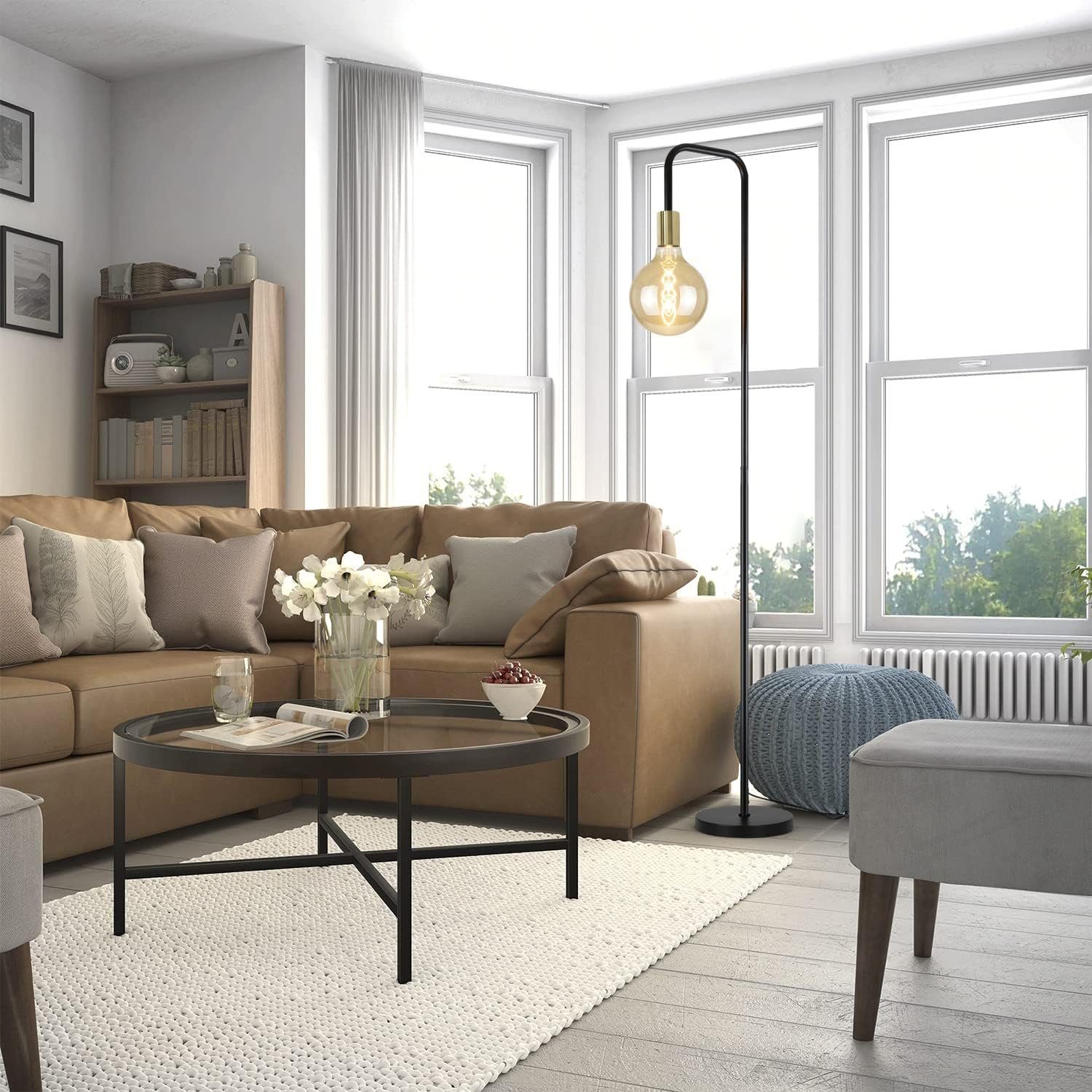 Nettlife Stehlampe Stehlampe Schwarz mit Fußschalter 1xE27, LED wechselbar, Schlafzimmer Büro