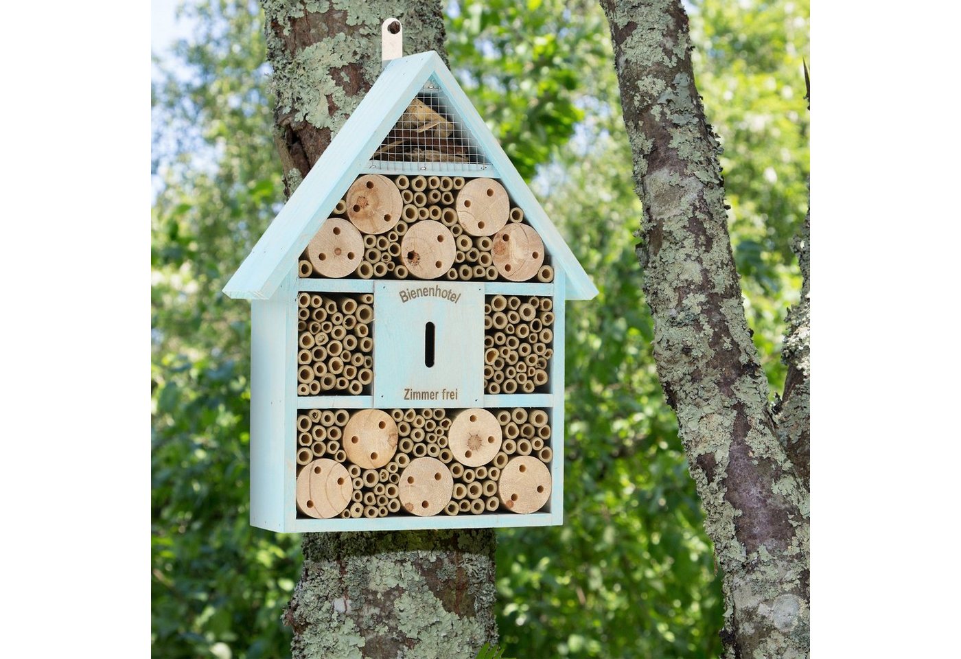 Thumbnail - relaxdays Insektenhotel Bienenhotel mit Spitzdach, Blau